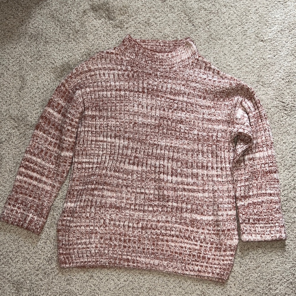 Old Navy - Heather Red Mock-Neck Rob-Knit Tunic Sweater